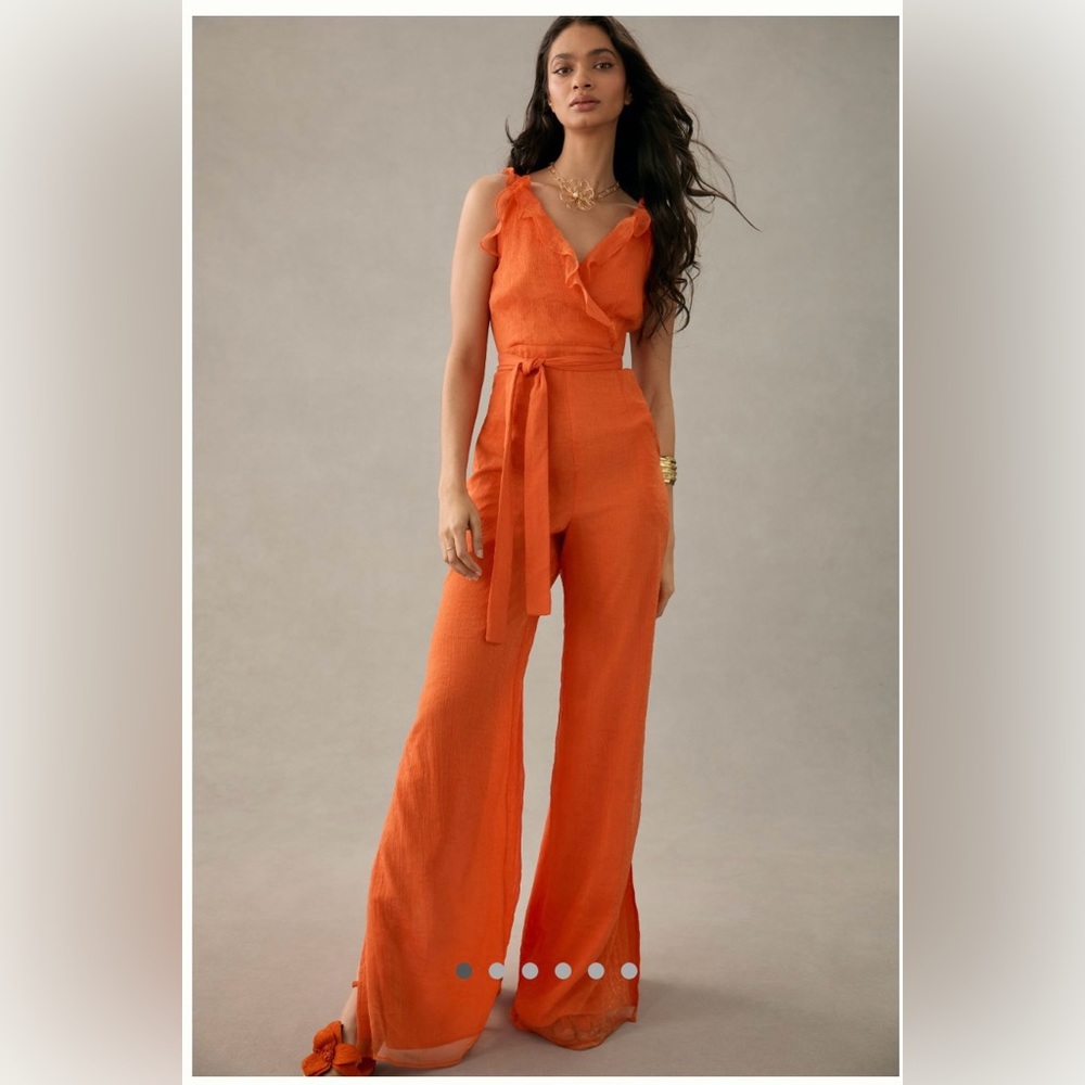 Anthropologie- Hutch Ruffled-trimmed Jumpsuit
